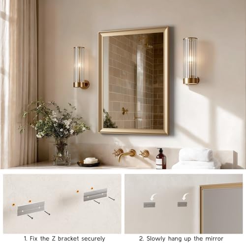 2 Pack Brushed Gold Bathroom Mirrors - Image 6