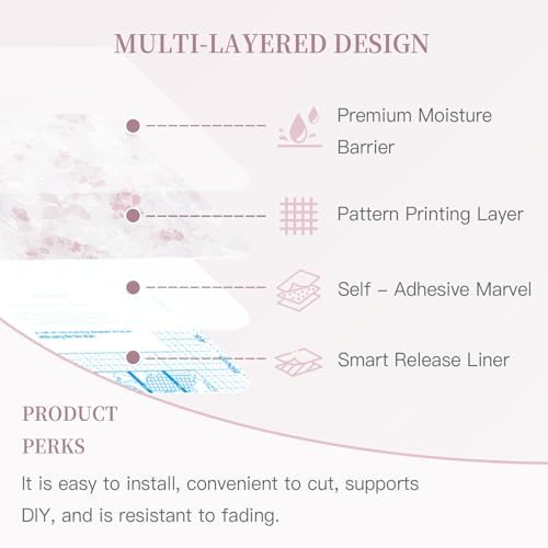 Dimoon 393"x17.3" Pink Wallpaper Floral Contact Paper Peel and Stick Wallpaper - Image 5