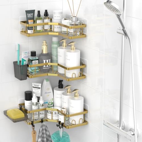 AKTECKE Corner Shower Caddy Bathroom Organizer: Adhesive Shower Rack Bathtub - Image 2