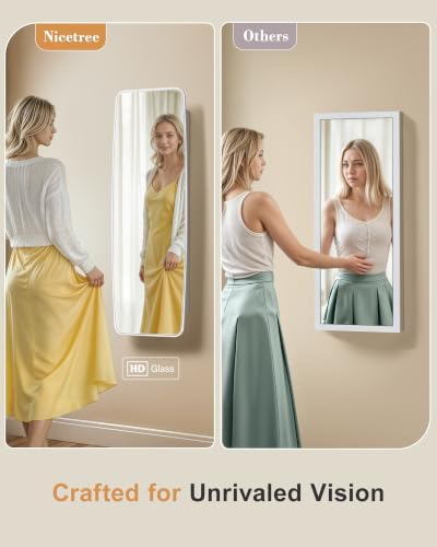 Nicetree Rounded Mirror Jewelry Cabinet, Wall Mounted, Moon White - Image 5
