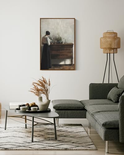 VIYYIEA Vintage Women Large Framed Wall Art, Woman Standing Reading Paintings - Image 7
