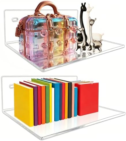 2 Pcs Clear Acrylic Floating Wall Shelves, Small Floating Shelves by Unknown