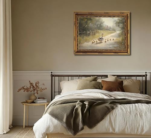 3D Textured Canvas Wall Art Vintage Carved Gold Frame Duck - Image 4