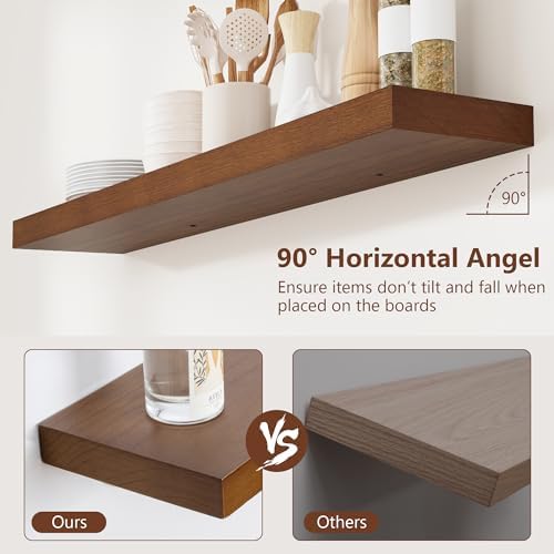 fuqing 36 Inch Floating Shelves 6.7'' Deep Dark Wood Wall Shelves Set of 2 - Image 5