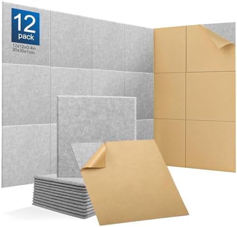 12Pack Acoustic wall Panels Panels 0.4" x 12" x 12" Soundproof Wall Panels by Xisono