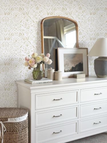 Dimoon Boho Peel and Stick Wallpaper Beige Brown Floral Contact Paper Vintage - Image 6