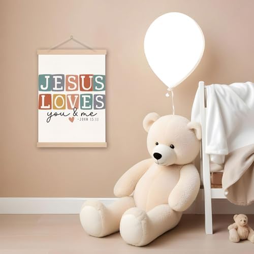 DNEULYR Christian Bible Verses Wall Decor, Jesus Loves You and Me Wall Art - Image 2