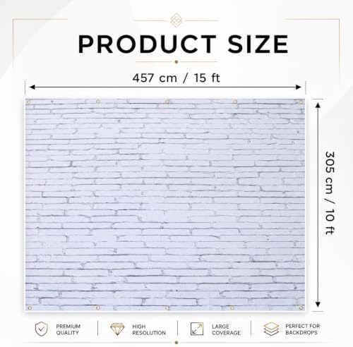 VitalCozy 15 x 10 ft White Brick Wall Backdrop Fabric Halloween Background - Image 2