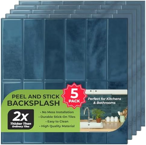 Select 5 Pack Peel and Stick Backsplash Square Tiles, 12x12 in by selectlighting