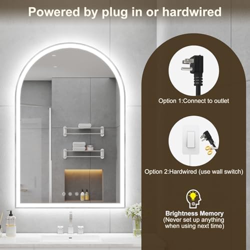 24"x36" Arched LED Lighted Bathroom Mirror - Image 6