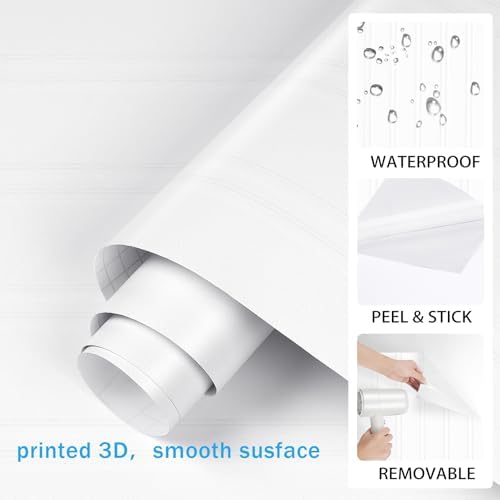 ReWallpaper Beadboard Wallpaper Peel and Stick White Contact Paper Cabinets - Image 5