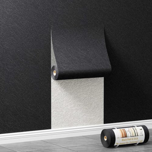 Black Peel and Stick Wallpaper for Textured Wall Embossed Contact Paper by Abyssaly