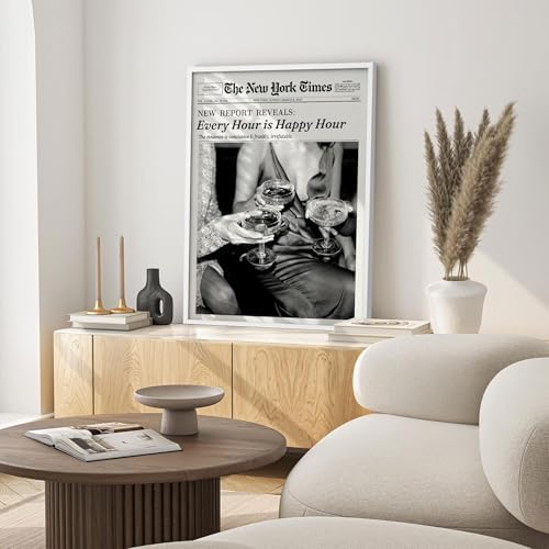Retro Black and White Newspaper Wall Art 12x16inch White Framed Every Hour Is - Image 5
