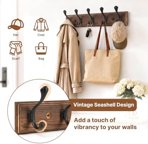 2 Pack Coat Hooks for Wall 16.9 in Wall Mounted Coat Rack - Image 3
