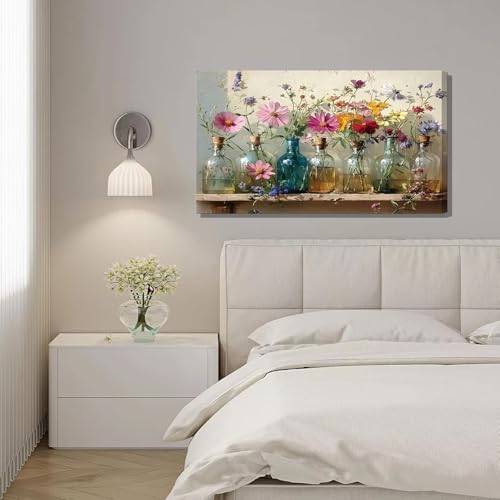 Havplemoy Framed Retro Farmhouse Flowers Canvas Wall Art - Image 5