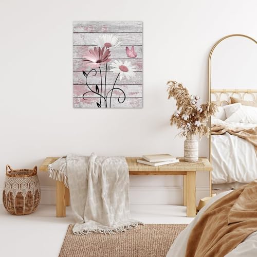 HVEST Farmhouse Pink Floral Wall Art - Image 3