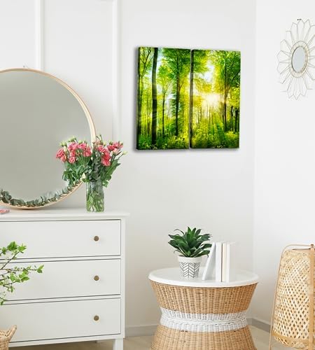 Forest Canvas Wall Art, 24x24 Tree Landscape Picture 2 Piece Set - Image 4