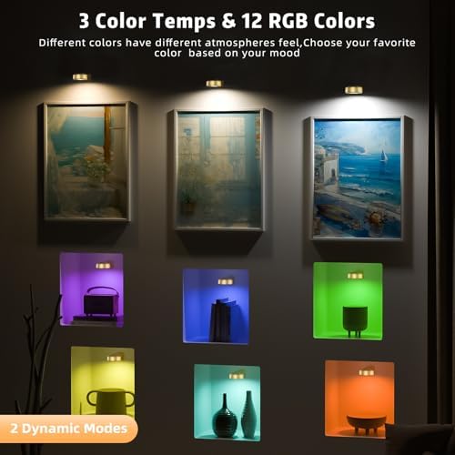 3 Pcs Picture Lights, Rechargeable Battery Operated Dimmable 3-Color Wall Light - Image 5