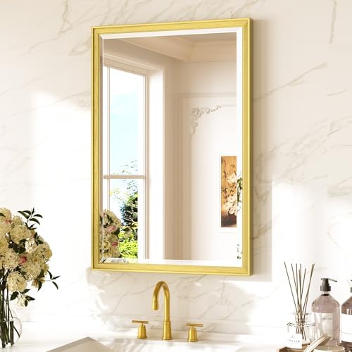 Keonjinn 20" x 30" Gold Bathroom Mirror by Keonjinn
