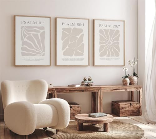 Joocrise Scripture Christian Wall Art Set of 3 Beige Bible Verses Wall Decor by Unknown