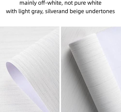 mamonhome Grasscloth Textured Wallpaper 24in X 393in Fabric Contact Paper White - Image 3