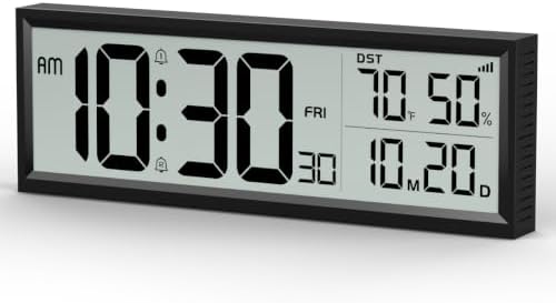 Digital Alarm Clock Battery Operated, 8.5″ Wireless Digital Wall Clock by Abovsare