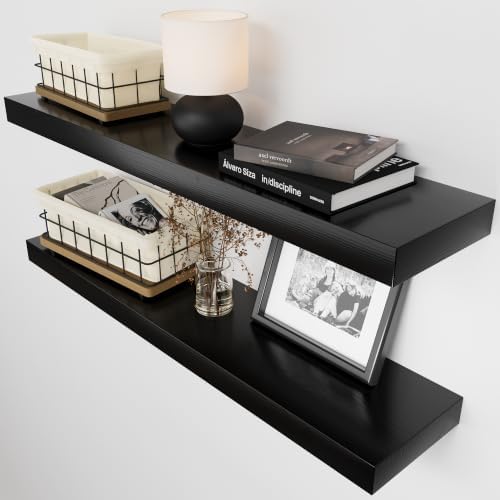 Solid Wood Floating Shelves for Wall 30 Inches Long by BAOBABWORKSHOP