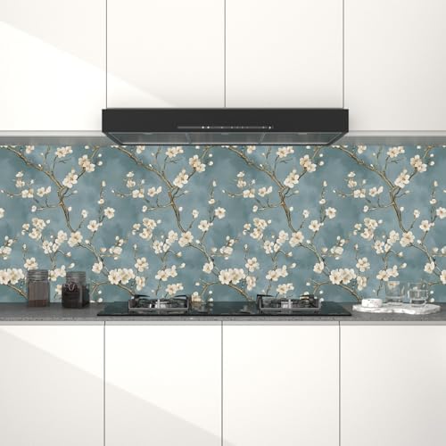 Laatse Vintage Blue White Floral Wallpaper Peel and Stick 17.5''x393'' - Image 3