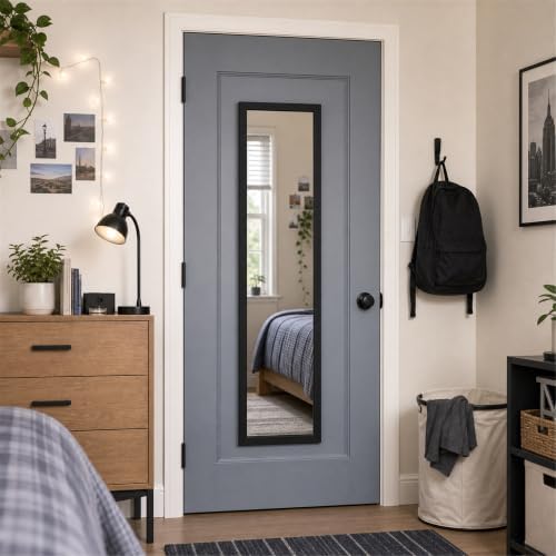 13.5"x49.5" Black Framed Wall & Door Mount Full Length Mirror - Image 6