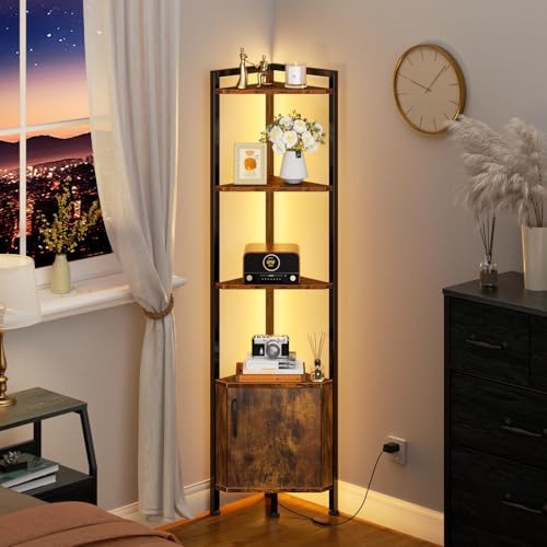Furnulem Corner Shelf Cabinet, Corner Bookshelf - Image 3