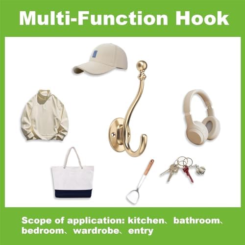 AVICCI 5 Pack Coat Hooks Champagne Bronze Coat Hook, Heavy Duty Hooks - Image 6
