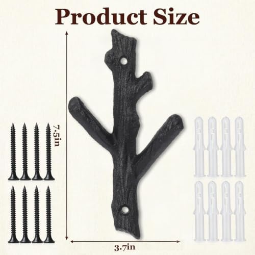 Frienda 4 Pcs Rustic Tree Branch Decorative Hooks, 6.6" X 3.5 " - Image 2