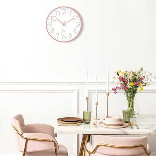 Foxtop Large 14" Rose Gold Wall Clock Silent Battery Operated Clock - Image 4