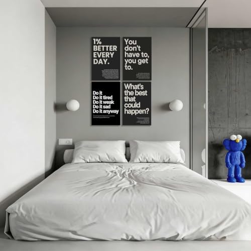 Unframed Set of 4 Motivational Quote Poster Inspirational Canvas Wall Art - Image 6