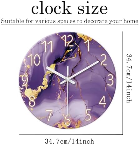 Purple Marble Glass Wall Clock 14 Inch - Image 7