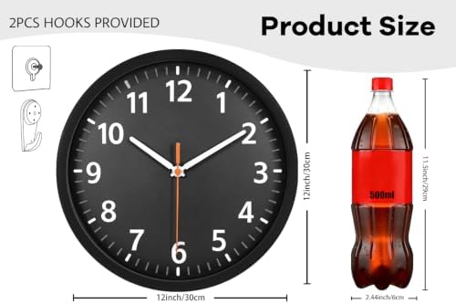 12" Modern Silent Battery Wall Clock, Decorative Wall Clocks Indoor - Image 3