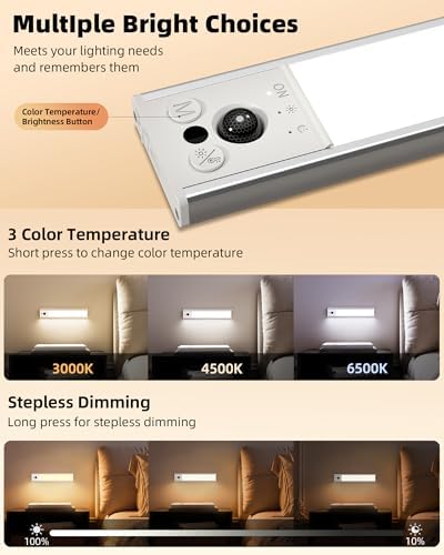 EZVALO 10inch Under Cabinet Lighting, 2 Pack 2400mAh Rechargeable Wireless - Image 6