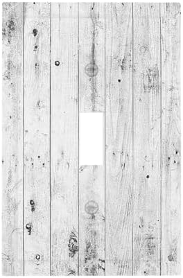 Decorative Light Switch Cover Rustic White Grey Wood Grain 1 Gang Single Toggle by Lightswitchcovers
