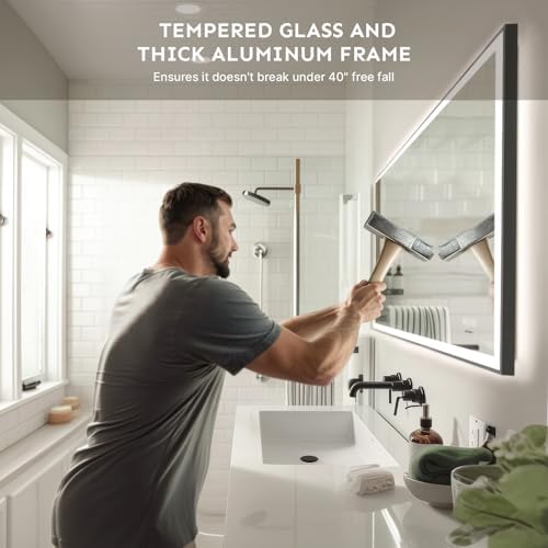 Kosmonia 36x60 Inch LED Bathroom Mirror, Front & Backlit - Image 3