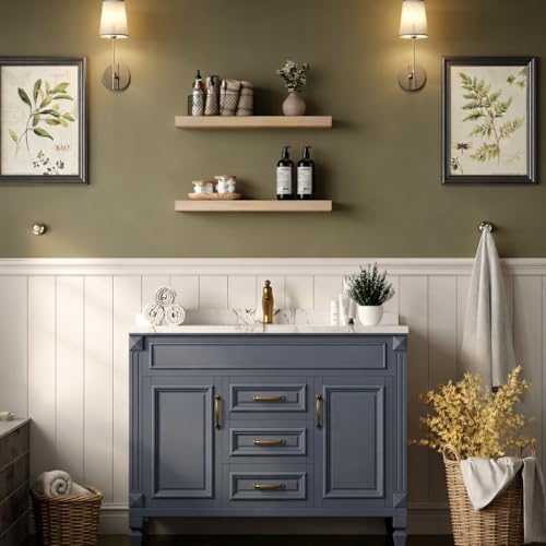 BGMG Wood Floating Shelves 24 inch, Wide Rustic Wooden Wall Shelves - Image 5