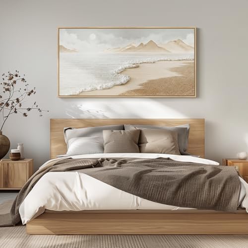 Framed Boho Coastal Ocean Wall Art, Extra Large Beach Decor, 30x60 Inch - Image 3