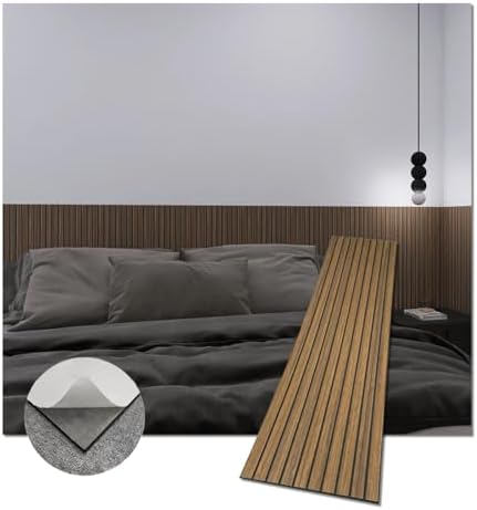 Modern Self-Adhesive Wood Slat Wall Panels, Peel and Stick Wooden Design by eazart