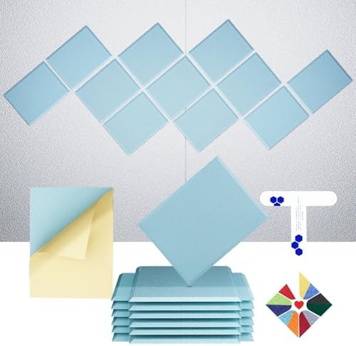 12 Pack Self-Adhesive Acoustic Panels, 2nd Generation Sound Absorbing Panel by DEXMOKO