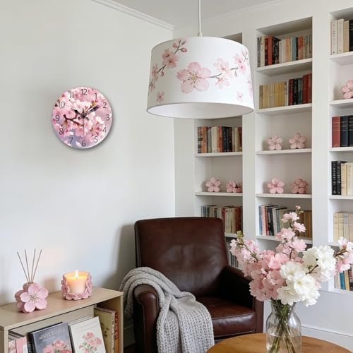 peacoblue Cherry Blossom Wall Clocks Battery Operated - Image 5