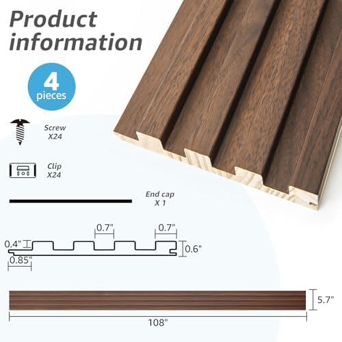 Art3d 108 x 5.7 Inch Slat Wood Wall Paneling - Image 4