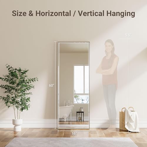 16x60 Inch Brushed Nickel Rectangle Full Length Mirror - Image 3