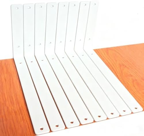 8 Pack - L 14" x H 8" x W1.5, 5mm Thick White L Shelf Bracket, Iron Shelf by MHMYDZ