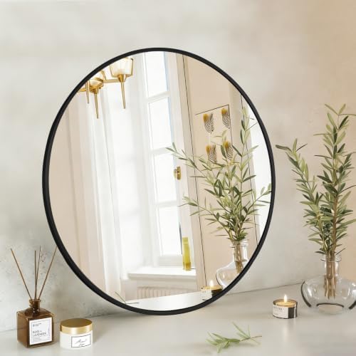 NEWBULIG 24 Inch Round Bathroom Mirror, Wall Mount Vanity Mirror by NEWBULIG