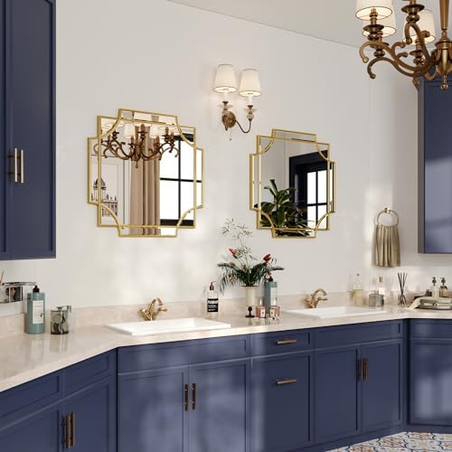 Kelly Miller 26"x26" Gold Foil Scalloped Edge Decorative Vanity Wall Mirror - Image 6