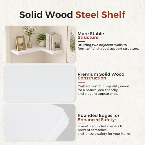 Solid Wood Corner Floating Shelves - Image 3